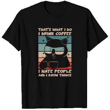Discover Funny Cat I Drink Coffee I Hate People T Shirts
