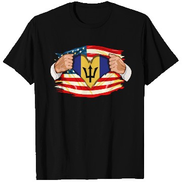 Discover Barbados Who Live in America Barbadoan Flag T Shirts