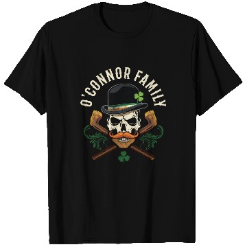 Discover O'Connor Family Irish Skull with Shillelagh T Shirts