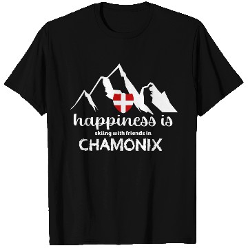 Discover Happiness is skiing with friends in Chamonix T Shirts