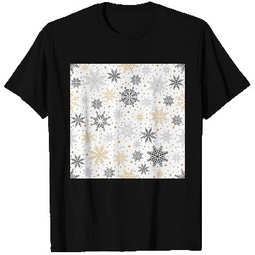 Discover Modern Snowflakes Pattern White Gold T Shirts