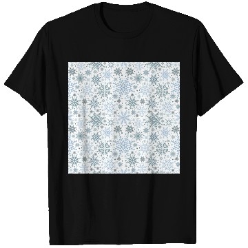 Discover Modern Snowflakes Pattern White Blue T Shirts