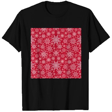 Discover Snowflakes Pattern Red White T Shirts