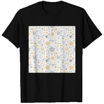 Discover Modern Snowflakes Pattern White Gold T Shirts