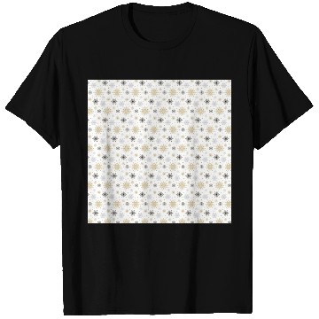 Discover Modern Snowflakes Pattern White Gold T Shirts