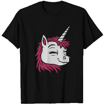 Discover Cartoon face happy unicorn T Shirts