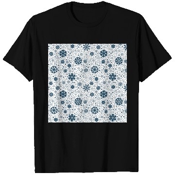 Discover Modern Snowflakes Pattern White Blue T Shirts
