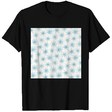 Discover Elegant Snowflakes Pattern White Blue T Shirts