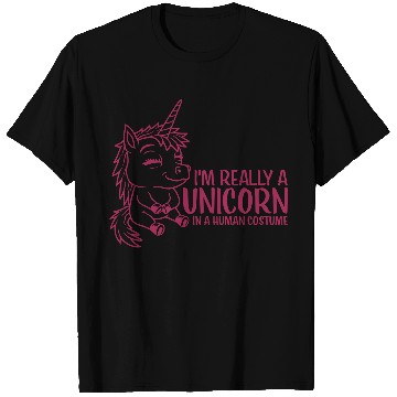 Discover Unicorn in human costume T Shirts