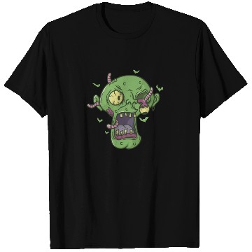 Discover creepy Halloween Head with Worms T Shirts
