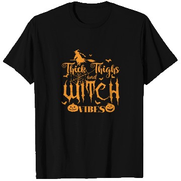 Discover Thick Thighs and Witch Vibes Halloween T Shirts