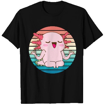 Discover Adorable Meditating Axolotl Retro Sunset T Shirts