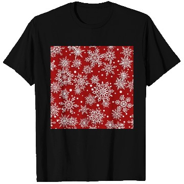 Discover Red Snowflakes Pattern T Shirts