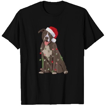 Discover Pittie Pitbull Christmas Lights Xmas Dog Lover T Shirts