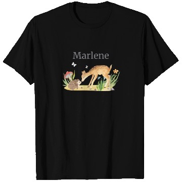 Discover Forest Animal Deer Hedgehog Flowers Name Marlene T Shirts