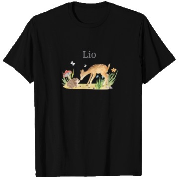 Discover Forest Animal Deer Hedgehog Flowers Name Lio T Shirts