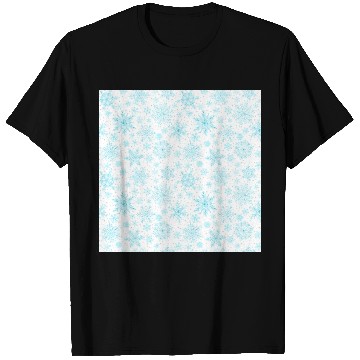 Discover Modern Snowflakes Pattern White Teal T Shirts