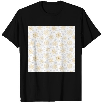 Discover Modern Snowflakes Pattern White Gold T Shirts
