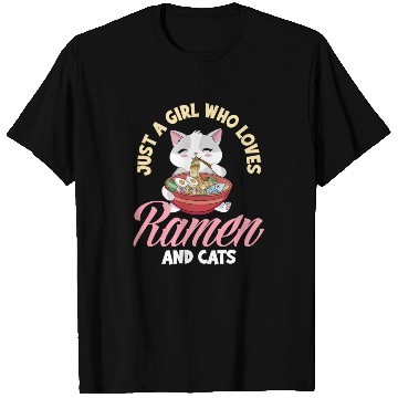 Discover Just A Girl Who Loves Ramen And Cats T Shirts