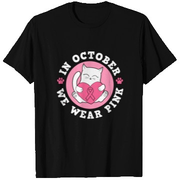 Discover In October We Wear Pink Breast Cancer Warrior Cat T Shirts