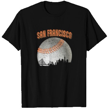 Discover San Francisco Vintage Skyline Baseball For Gameday T Shirts