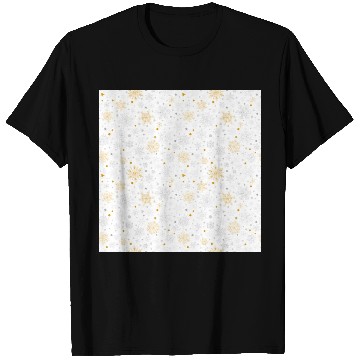 Discover Modern Snowflakes Pattern White Gold T Shirts