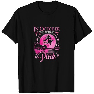 Discover In October We Wear Pink Ribbon Witch Halloween T Shirts