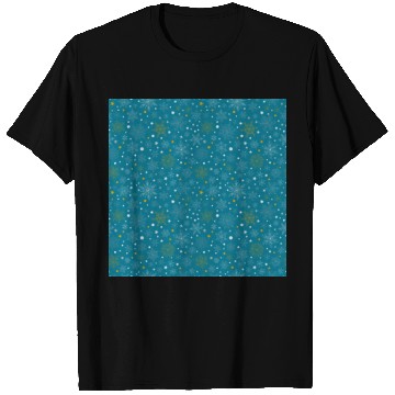 Discover Snowflakes Pattern Blue Gold T Shirts