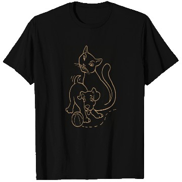 Discover Cat And Dog Brown tow T Shirts