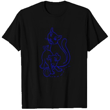 Discover Cat And Dog Blue T Shirts