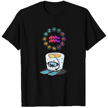 Discover Japanese Sushi Funny Aquarius Zodiac Sushi Lover T Shirts