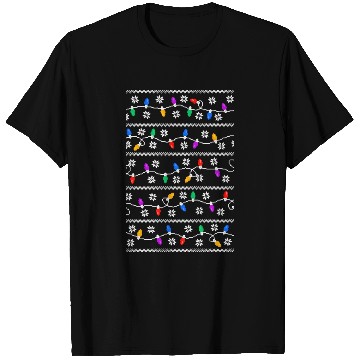 Discover Christmas Garland Lights Retro Pixel Pattern T Shirts