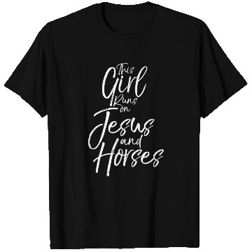 Discover This Girl Runs on Jesus and Horses T Shirts Fun Cute