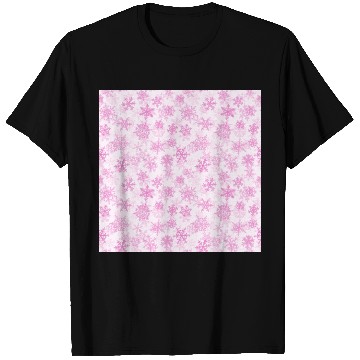 Discover Elegant Snowflakes Pattern White Pink T Shirts