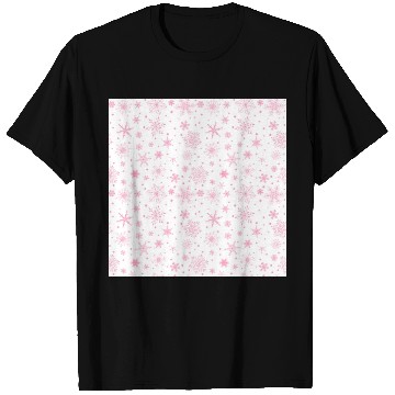 Discover Snowflakes Pattern Pink White T Shirts