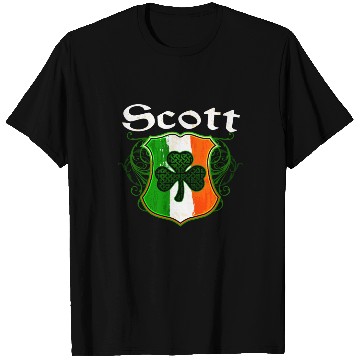 Discover Scott Irish Surname Ireland Flag Shield Shamrock T Shirts