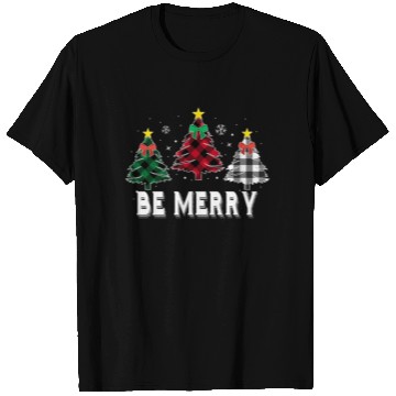 Discover Be Merry Christmas Tree Buffalo Plaid Family T Shirts
