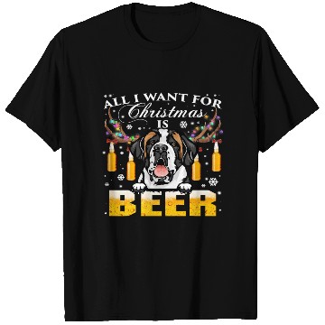 Discover Halloween Saint Bernard Reindeer Beer Christmas T Shirts