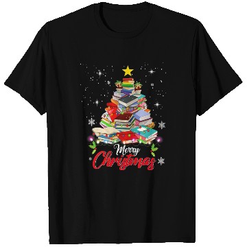 Discover Merry Christmas Tree Love Reading Books Librarian T Shirts