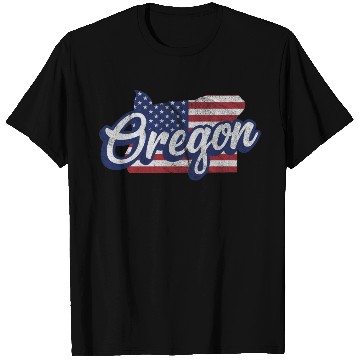 Discover US Flag Oregon Map Design for proud Oregonians T Shirts