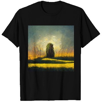 Discover Lion meditate on sunrise, painting T Shirts
