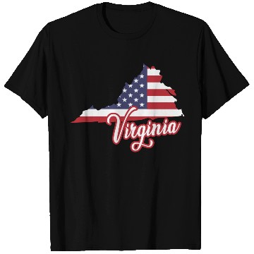 Discover US Flag Virginia Map Design for proud Virginians T Shirts