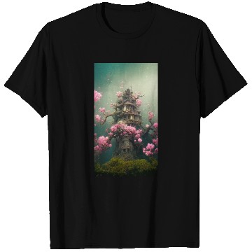 Discover Underwater Sakura Temple T Shirts