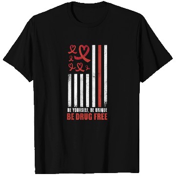 Discover Red Flag Ribbon Heart Week In October Unique Red T Shirts