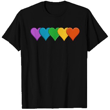 Discover Rainbow pride hearts T Shirts