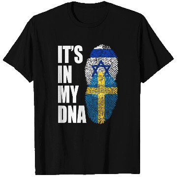 Discover Israel And Swedish Mix Heritage DNA Flag T Shirts