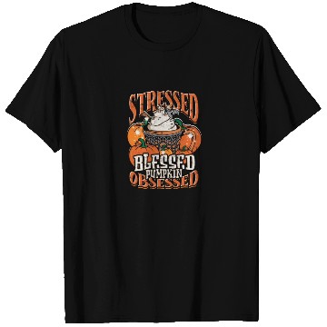 Discover Stressed Blessed Pumpkin Obsessed - pumpkin T Shirts