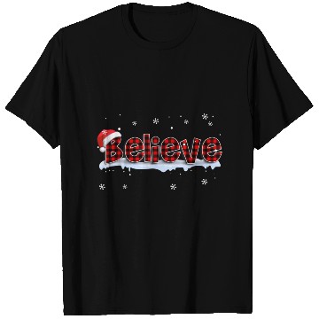 Discover Believe Buffalo Plaid Santa Snowflake Christmas T Shirts