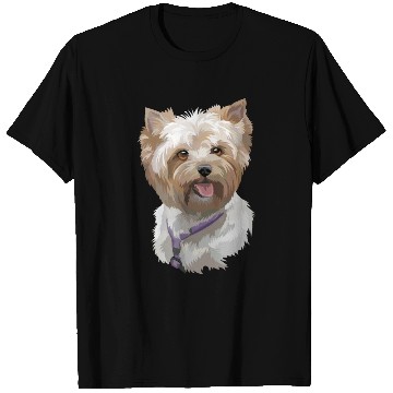 Discover Cute Yorkshire Terrier Puppy Watercolor Painting T Shirts