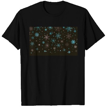 Discover Elegant Snowflakes Black Blue Silver T Shirts